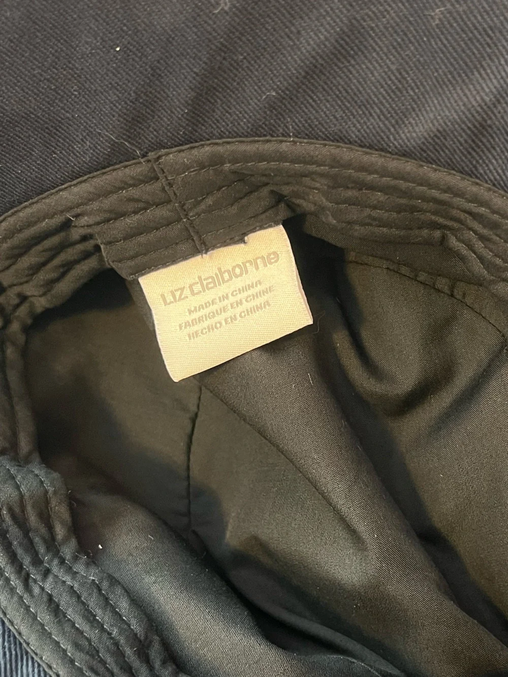 Liz Claiborne Navy Blue Bucket Hat with Tan Trim